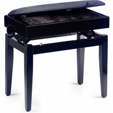 banquette piano avec coffre PB55 BKM VBK (noire mat dessus velours noir)